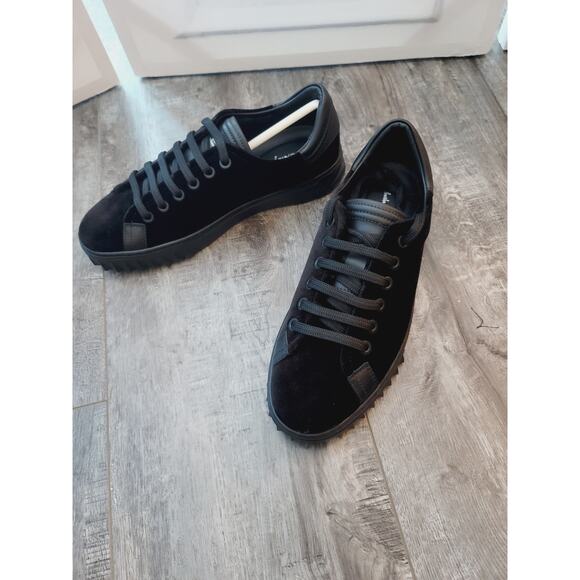 NEW Salvatore Ferragamo Black Velvet Sneakers - Size 6.5 - Picture 7 of 12